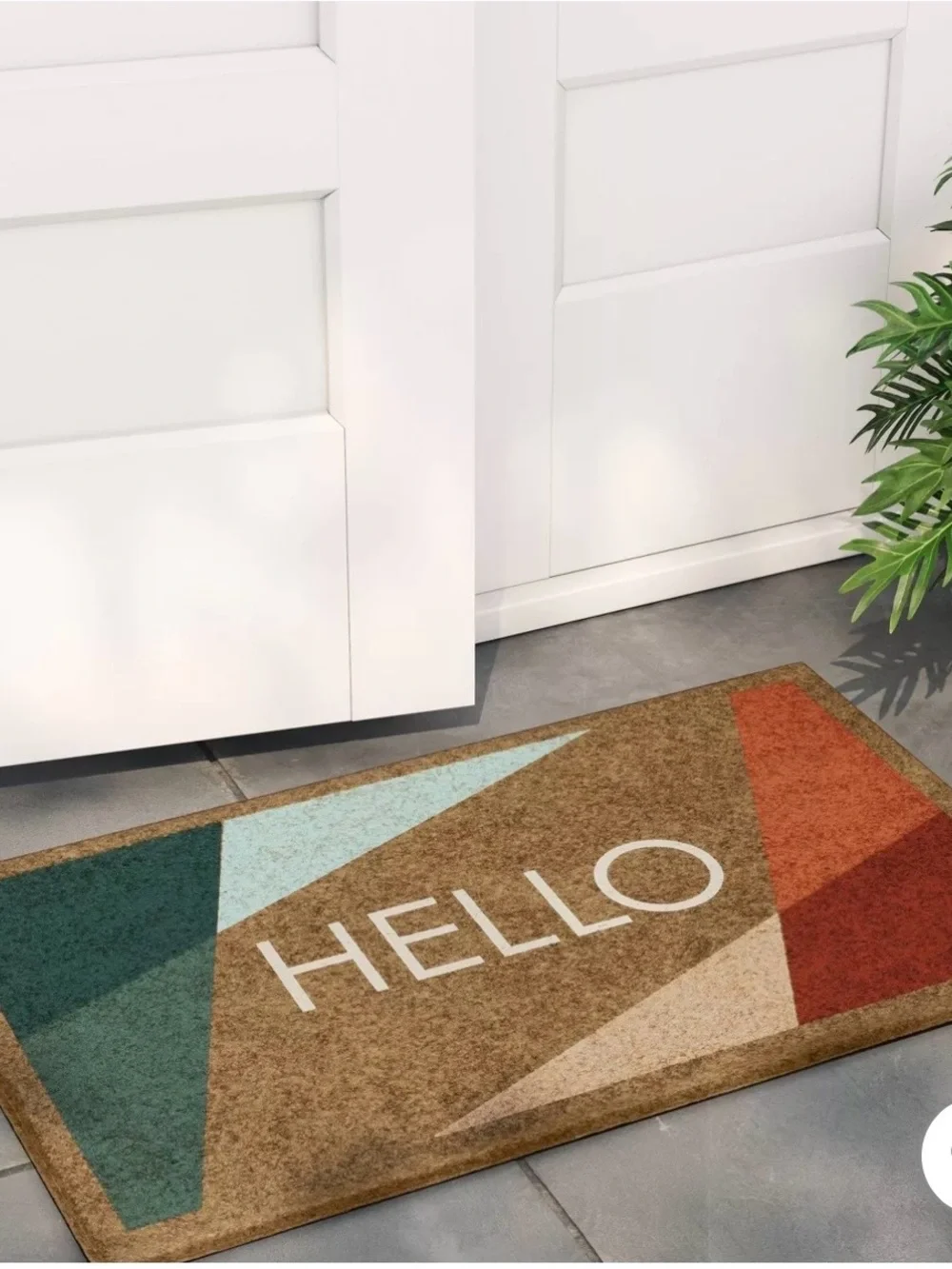 Room Essentials Hello Bright Block Faux Coir Doormat